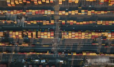 Stacks of containers are piled on top of each other in Seattle, Washington.